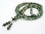jennysun2010 Handmade Multi-Purpose Natural 6mm African Turquoise Gemstone Buddhist 108 Beads Prayer Mala Stretchy Bracelet Necklace Healing 26