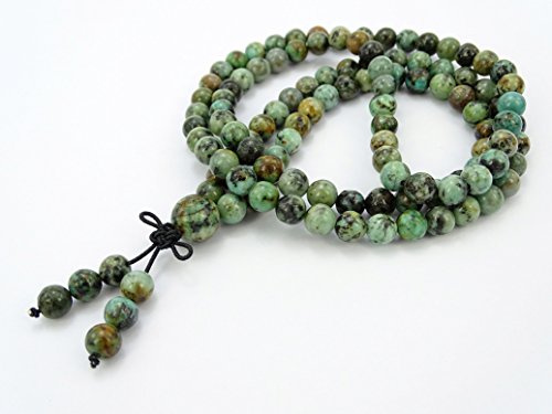 jennysun2010 Handmade Multi-Purpose Natural 6mm African Turquoise Gemstone Buddhist 108 Beads Prayer Mala Stretchy Bracelet Necklace Healing 26