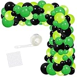 Green Balloon Garland Arch - 119PCS Lime Green & Black Balloons for Video Game, Boy's Birthday, Jungle Safari, Graduation, Football Party Decorations