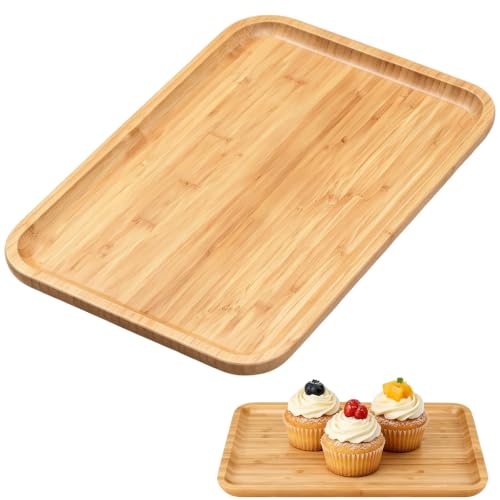 Plateau de Service en Bois de Bambou Plateau en Bois Rectangulaire Plateau à Thé Décoratif en Bois Petit Plateau à Café Cuisine Plateau à Fruits Salle de Bain Plateau Cosmétiques pour Salon 30 x 20cm