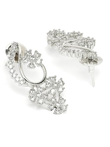 Image of Karatcart Silver Toned American Diamond Studded Jewellery Set for Women