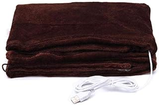 Z-YQL USB Heated Warm Fleece Shawl & Wrap Intelligent Electric Heating Blanket Kneepad for Home, Office (Brown)