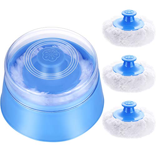 5 Pieces Bath Body Powder Box with Powder Puff Replacement Set Include Body Powder Container Fluffy Body After-Bath Empty Powder Case with Face Body Bath Powder Puffs and Sifter for Home and Travel
