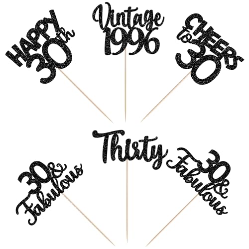 Image of 15 PCS Black 30th Birthday Centerpiece Sticks Thirty Happy 30th Vintage 1996 Table Flower Centerpieces Sticks Cheers to 30 Fabulous Floral Decorations for 30th Birthday Party Supplies