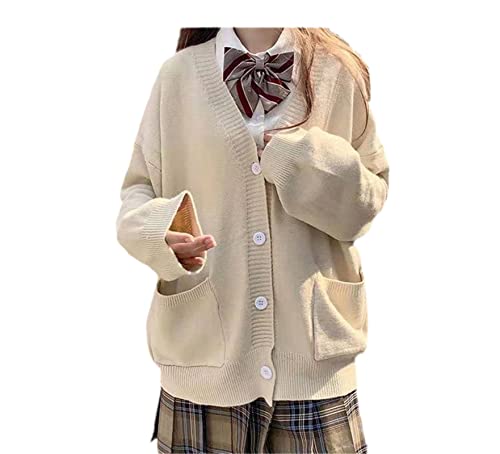 Womens Japanese Cute Kawaii Knitted Cardigan Sweater Cosplay Long Sleeve Button Down JK School Uniform Jacket