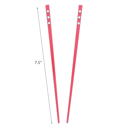 Miniatura 4 de Juego de 2 palillos para el cabello con 3 diamantes - Rojo