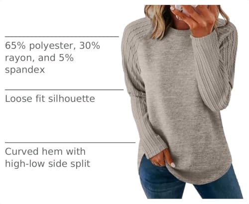Image of SAMPEEL Sweatshirt for Women Long Sleeve Shirts Crewneck Sweaters Fall Fashion Outfits 2025 Trendy Tunic Tops Plus Size