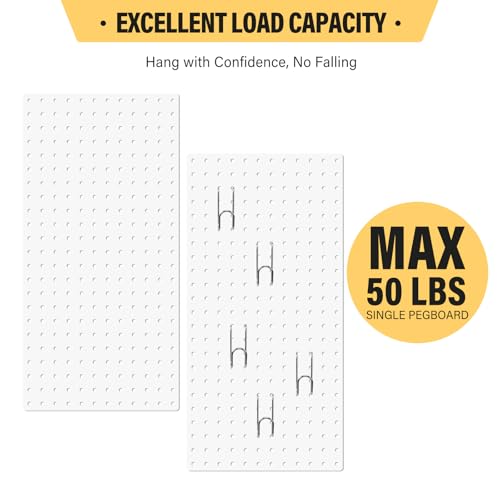 Image of DEWEL Wall Organizer Peg Board, 3Pcs Metal Pegboard Panels with Hooks, 23 inch x 12 inch Heavy Duty Pegboard Wall Organizer for Workbench, Workshop, Office, Craft Room (3pcs white)