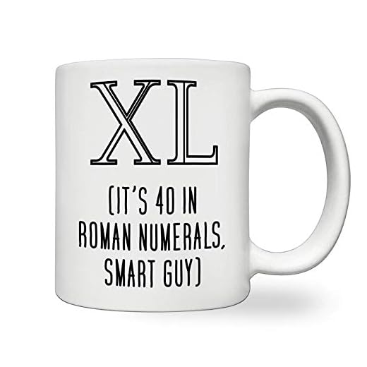XL It's 100 cm romerska siffror vit keramisk kaffemugg rolig 40:e fyrtionde födelsedag julklappar