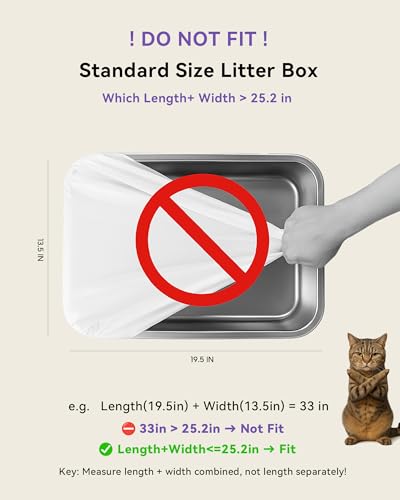 Image of 180 Count Automatic Cat Litter Box Liners Compatible with PetPivot AutoScooper 11 /12 and Similar Open Top Self Cleaning Litter Box, Heavy Duty Cat Litter Bags Liners with Drawstring, 25.19 inch x 11.8 inch