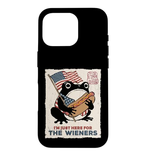 Here For The Wiener Grumpy Frog Hot Dog 7��4�� ���{�� �X�}�z�P�[�X iPhone 16 Pro �p