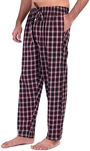 Plaid Pajama Pants for Men - 100% Cotton PJ Pants - Woven Sleepwear Lightweight Lounge Sleep Pants for Men