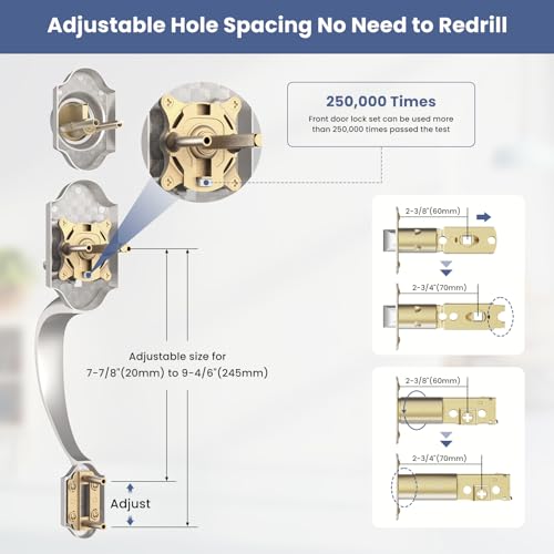 Estmoon Front Door Lock and Deadbolt Set, Satin Nickel Exterior Door Handle with Interior Door Knob for Front Doors, Entry Door Handle and Single Cylinder Deadbolt Reversible for Left&Right Hand Doors by Estmoon - Used condition - Image 4