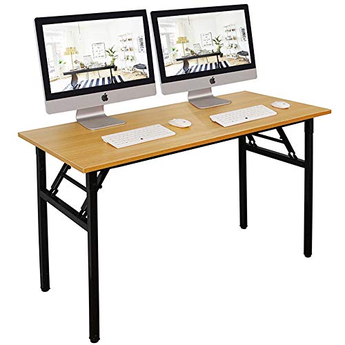 Dlandhome 55 Inches Folding Table Computer Desk Portable Table Activity Table Conference Table Home Office Desk, Fully Assembled Teak Dnd-Nd5-140Tb #TOP10