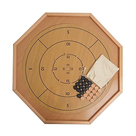 TradeOpia Crokinole 2 in 1 Natural Wood Color | Genuine, Classic Board Game for Two Players | Canadian Heritage Game Great for Families and Friends | Includes 26 Black and White Discs and Game Board