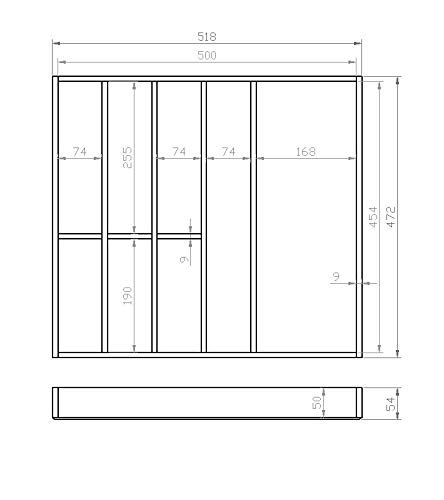 Besteckeinsatz BUCHE 60er Schubl. B 518 x T 472 BLUM Legra 19 mm Schubladen