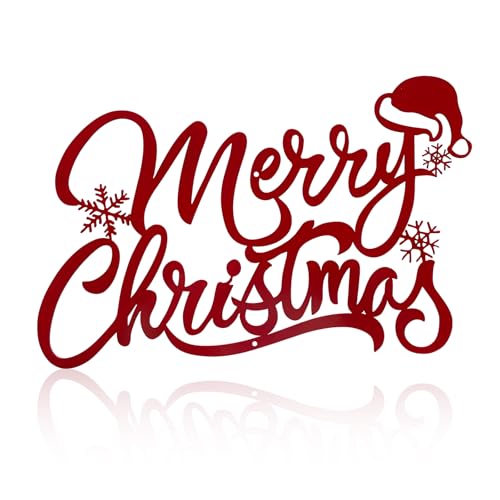 Metal Merry Christmas Wall Decor Christmas Sign Letter Decorative Hanging Plaque Suitable For Indoor Outdoor Room Yard Holiday Decoration