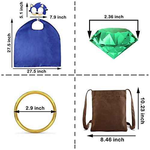 Roban Kids Pretend Play Costumes Cartoon Hedgehog Cape Mask For Boys Girls Halloween Dress Up With Chaos Emeralds Power Ring Storage Bag Props From Movies #TOP4
