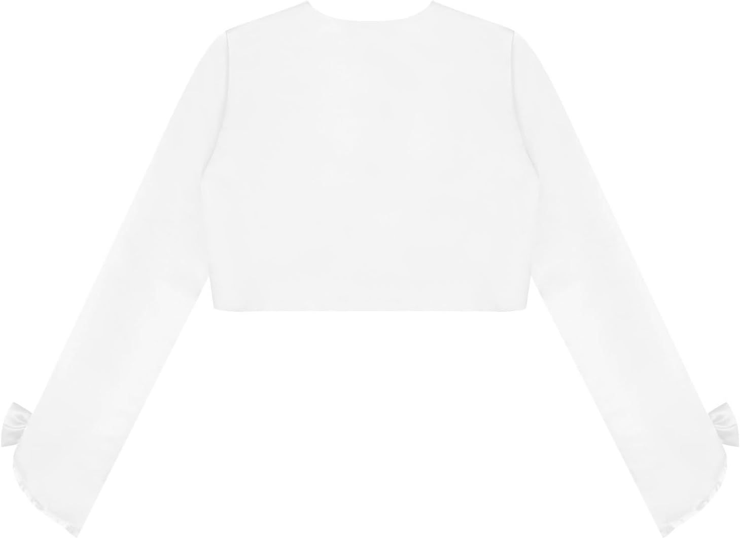 Jelory Kids Girls Satin Long Sleeve First Communion Flower Girl Bolero Shrug Jacket Open Front Cardigan Coat