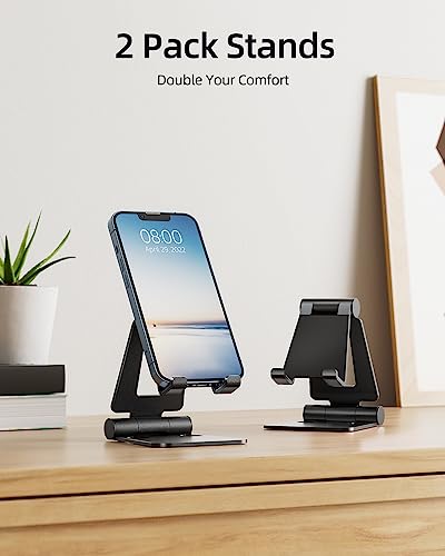 image for Nulaxy 2 Pack Dual Folding Cell Phone Stand, Fully Adjustable Foldable