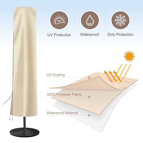 AckMizz Patio Umbrella Cover for Outdoor Umbrella 6.5-11Ft, Beige by AckMizz - Used condition - Image 3