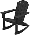 SERWALL Modern Rocking Adirondack Chair, HDPE Outdoor Rocking Chair, All Weather Patio Rocker Chair for Porch, Lawn, Garden, Backyard, Black