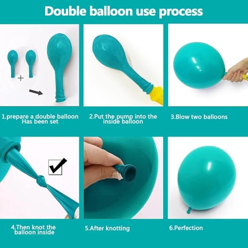 Image of Teal Blue Pink Balloon Garland, Double Stuffed Hot Light Pink Dusty Blue Gold Balloon Arch Kit for Summer Birthday Baby Shower Gender Reveal Tropical Party Decoration