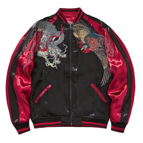 Veste de baseball homme style chinois brodé : l'élégance minimaliste premium
