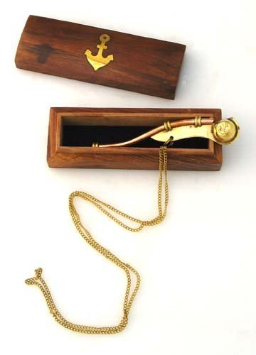 Silbato Boatswains de latón para colección náutica miniatura 7