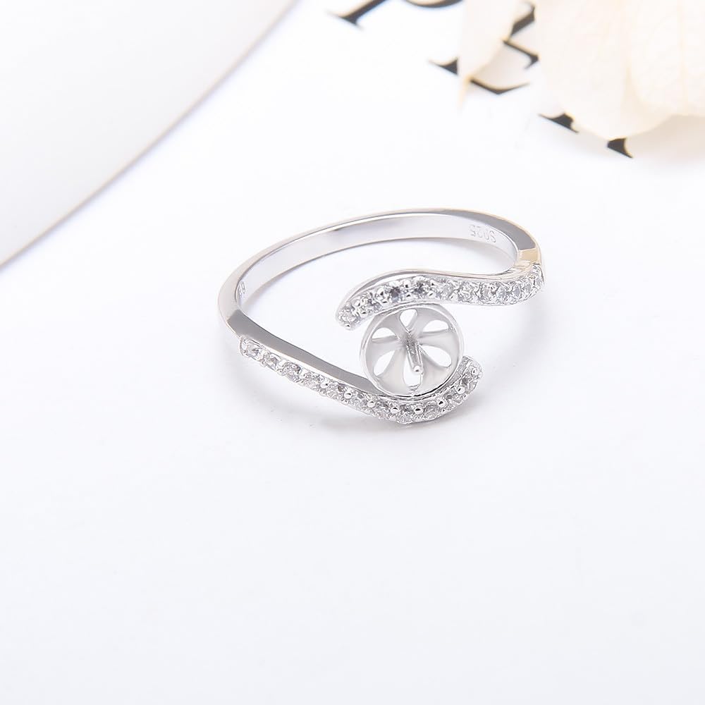 925 Sterling Silver CZ Crisscross Infinity Love Rings for Pearl Jewelry Making, Design Ring Fittings/Settings/Mountings for Women - Image 3