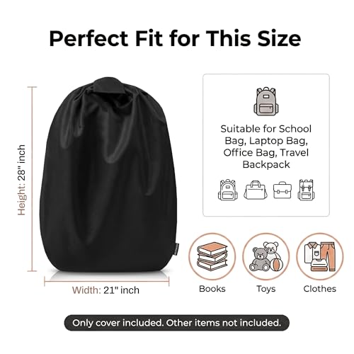 Image of MUTMAIN Full Bag Cover Waterproof rain Cover for Backpack 20L to 50L with Storage Pouch, Drawstring Bag Design, All Side Covered Bags for School, Laptop, Travel and Camera with Shoulder Strap (Black)