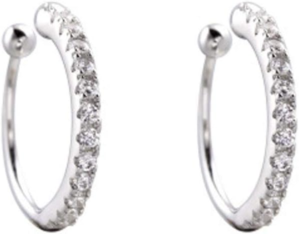 Huggie Cuff Clip On Cubic Zirconia 925 Sterling Silver Small Hoop Earrings for Women Teen Girls Cartilage Fashion Wrap No Piercing Ear Hypoallergenic