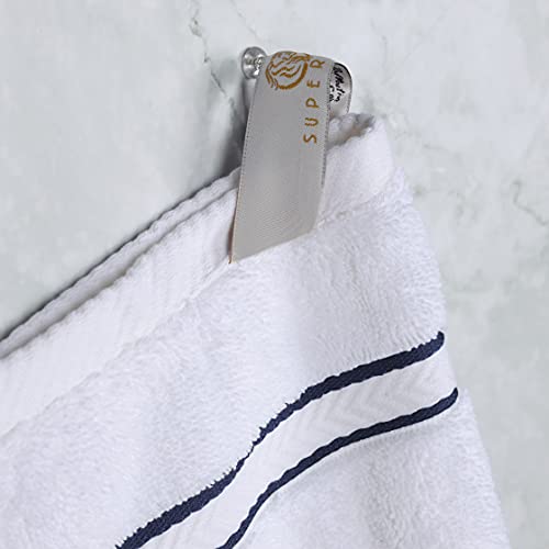 Superior Towel Set, 100% Turkish Cotton 800 Gsm, Ideal For Master Bath, Guest Bathroom Or Beach, Ultra-Plush, Set Includes; 6 Pieces, Face/Washcloths, Hand Towels, Bath Towels, Navy Blue #TOP3