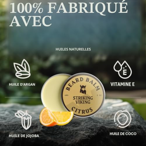Baume à barbe pour hommes - Conditionneur à barbe sans rinçage avec beurre de karité, huiles d'argan et de jojoba (Citron) – vue 6