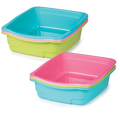 Image of Litter Pans - Brightly Colored Assorted Litter Pans for Cat Litter, 6-Packs