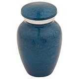 Monet Keepsake Cremation Urn for Ashes, Aluminum, Blue Urn, Keepsake Sized Cremation Urn, 3 Inches H
