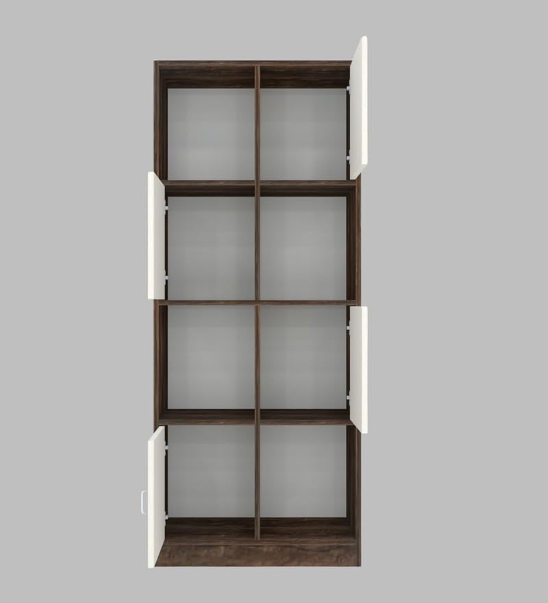 Image of SPECIALITY PANELS 8 Shelf Bookcase with Doors, Brown and Beige, 73x35x176 cm, Carpenter Assembly Provided
