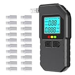 Breathalyser Alcohol Tester, Dual Sensor Digital Breathalyzer with LCD Display, Portable Breath Alcohol Meter, 20 Mouthpieces, Fast Results, Pocket Size for Home Parties, Personal Checking (Black)