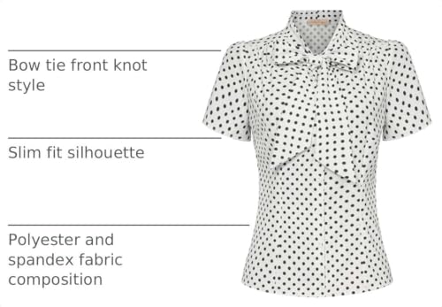 Image of Belle Poque Women Dressy Casual Top Bow Tie Button Down Short Sleeve Blouse
