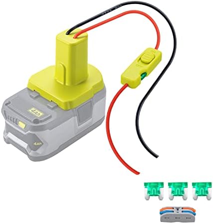 Upgraded 18V Battery Adapter for Ryobi 18V One+ Battery Adapter All-in-one Design of The Fuse and Switch Power Tool Battery Converter Kit 14 Gauge with Fuses & Wire Terminals