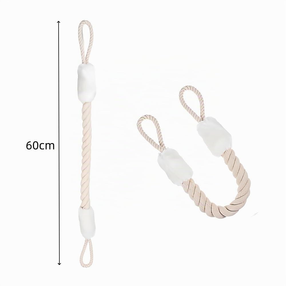 Protección contra pinzas, cuerda de puerta, tope de puerta, protección contra pinzas, para puertas, cordón blanco, tirador de puerta, 60 cm para la protección de dedos y mascotas, algodón/poliéster, 4
