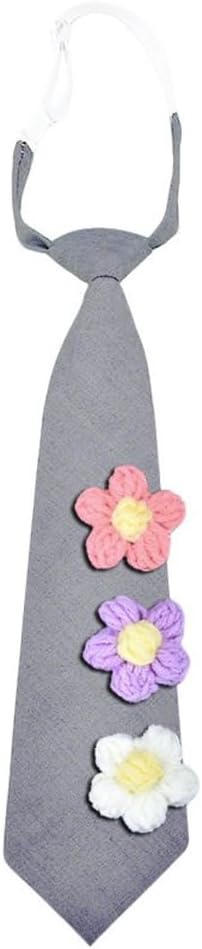 Ties for Women Men Cute 3D Knitted Flower Pre-Tied Adjustable Funny Neckties for Casual Uniform Party School