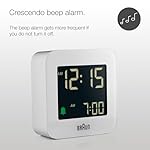 Braun Digital Travel Alarm Clock with Snooze, Compact Size, Negative LCD Display, Quick Set,Crescendo Beep Alarm in White, Model BC08W. - Image 2