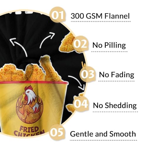 Mercuryelf Custom Chicken Nugget Blanket - Soft, Fuzzy & Warm - 30x40 Inches Small Throw Blankets for Lap, Crib - Black Novelty Throws Gift for Kids