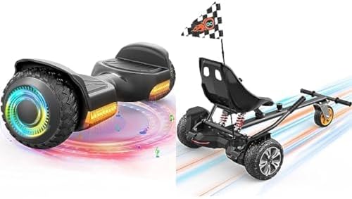 Gyroor Hoverboard G13 All Terrain with LED Lights & 500W Motor & Gyroor K2 Hoverboard Seat Attachment for Kids & Youth