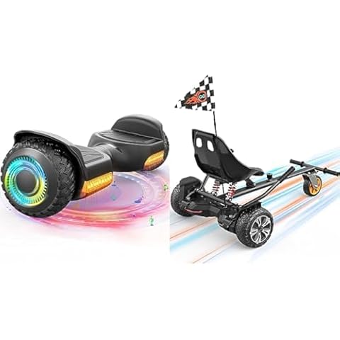 Gyroor Hoverboard New G13 All Terrain Hoverboard with LED Lights & 500W Motor & Gyroor K2 Hoverboard Seat Attachment for Transforming Hoverboard Cover