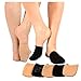 TeeHee Womens Seamless Toe Topper Liner Socks 5-Pack with Non-Skid Bottom (Pale Beige-Black)