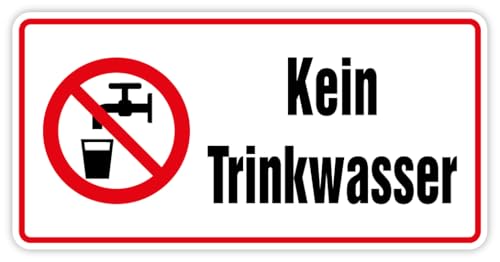 Pegatina con símbolo de prohibición «Kein Trinkwasser» con símbolo y texto combinado ISO 7010, tamaño a elegir, fabricado en Alemania, nombre: pegatina, 10 x 5 cm