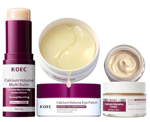 Calcium Daily Skincare Set, Calcium Volume Multi Balm Stick + Eye patch 60ea + Calcium Cream, Firming-Looking Skin & Under-eye hollow plumping, Targets Wrinkles, Fine lines Dark Circles & Puffiness