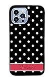 Polka Dot Black White and Red Personalized Apple iPhone Black Rubber Phone Case Compatible with...